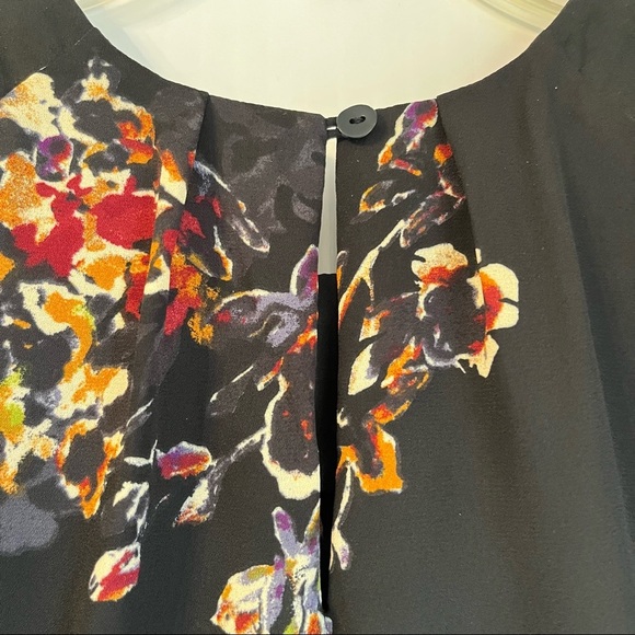 Sheer Sleeveless Floral Halter Blouse Black Multi Medium - Picture 3 of 5